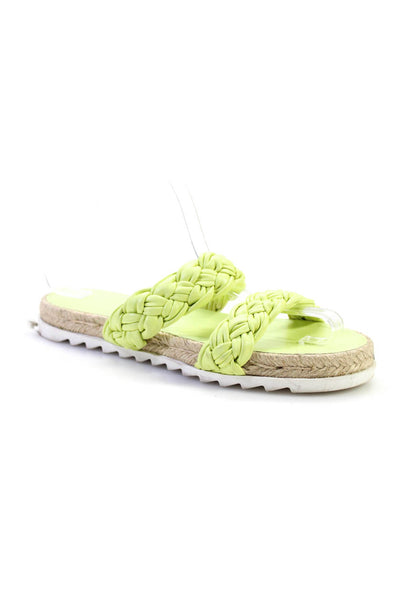 Marc Fisher Womens Braid Strappy Espadrille Textured Sole Sandals Green Size 7.5