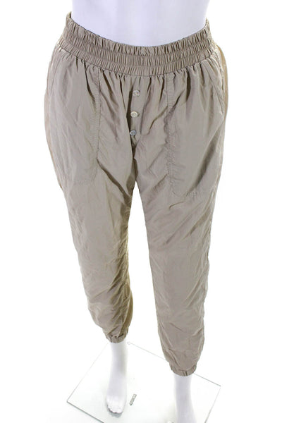 Donni. Womens Pleated Elastic Waist Button Pocket Jogger Pants Beige Tan Size XS