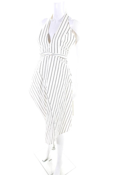 N/Nicholas Womens Striped Halter Top Asymmetrical Hem Dress White Black Size 2