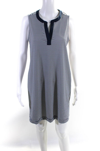 Vineyard Vines Womens Striped Pattern V Neck Short Tank Dress Blue Size Small