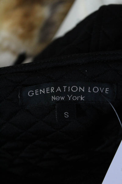 Generation Love Womens Black Quilted Crew Neck Full Zip Long Sleeve Jacket SizeS