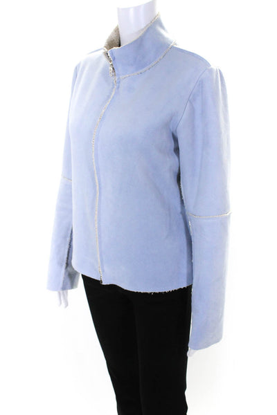 Velvet Womens Light Blue Mock Neck Full Zip Long Sleeve Coat Jacket Size M