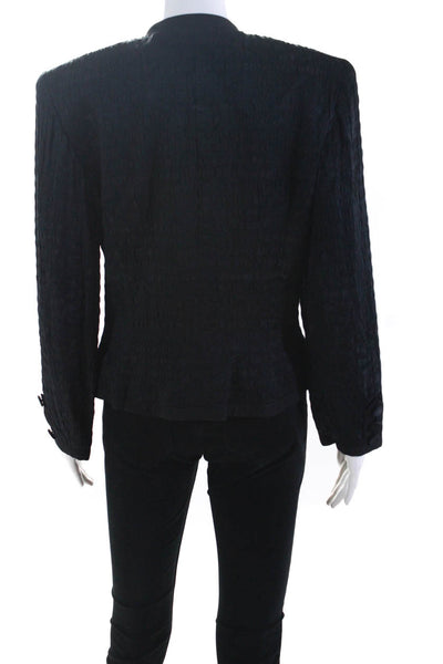 Albert Nipon Womens Silk Button Down Jacket Black Size 10