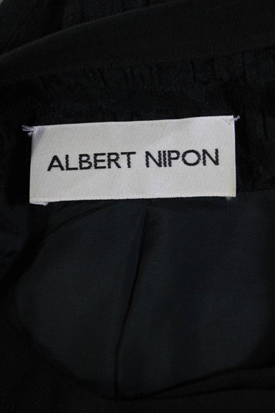 Albert Nipon Womens Silk Button Down Jacket Black Size 10