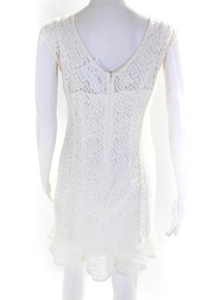 Nanette Lepore Women's Floral Lace Sleeveless V Neck Mini Dress White Size 2
