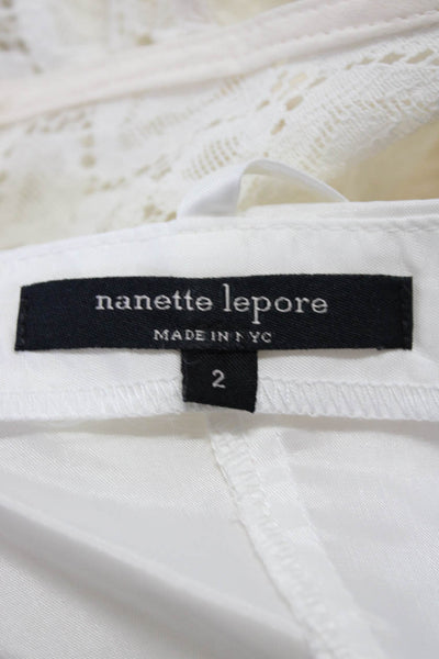 Nanette Lepore Women's Floral Lace Sleeveless V Neck Mini Dress White Size 2