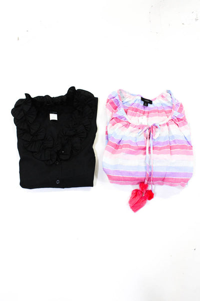 J Crew Women's Button Down Shirt Striped Blouse Black Pink Size 2 S Lot 2