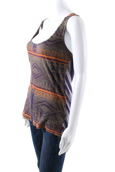 Custom Couture Womens Purple Orange Cotton Printed Scoop Neck Tank Top Size 4
