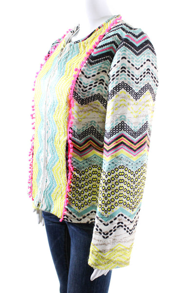Holly Bracken Women's Printed Long Sleeve Crewneck Zip Jacket Multicolor Size L