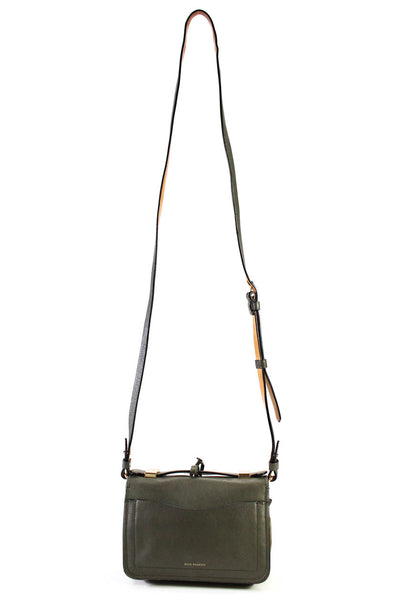 Reed Krakoff Womens Single Strap Mini Crossbody Handbag Gray Green Leather Suede