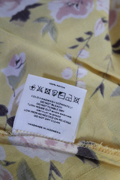 Faithfull The Brand Womens Tie Waist Floral Maxi Skirt Pink Yellow Green Size 6