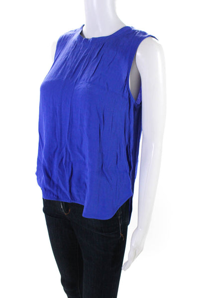 Finders Keepers Womens High Low Sleeveless Crepe Top Blouse Blue Size Medium