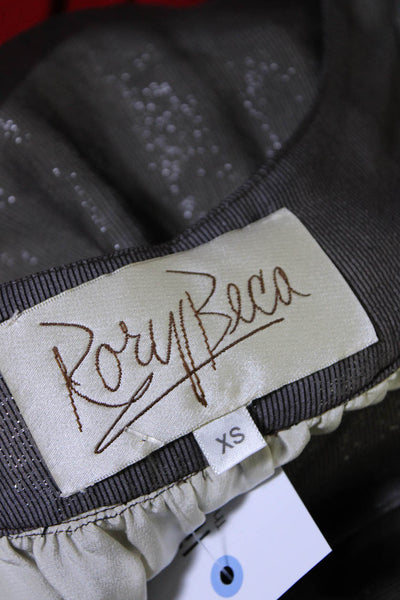 Rory Beca Womens Silk Metallic Chiffon Scoop Neck  Shift Dress Black Size XS