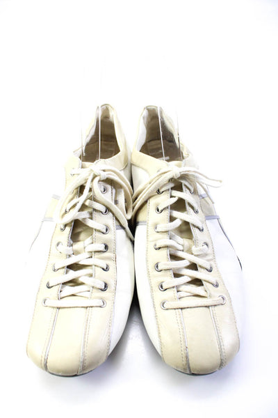 Cole Haan Womens Leather Low Top Sneakers White Beige Size 9 Narrow