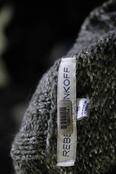 Rebecca Minkoff Womens Fringe Trim Boxy Crew Neck Sweater Gray Size Small