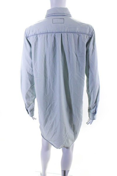 Current/Elliott Womens Collared Long Sleeves Button Down Shirt Dress Blue Size 1