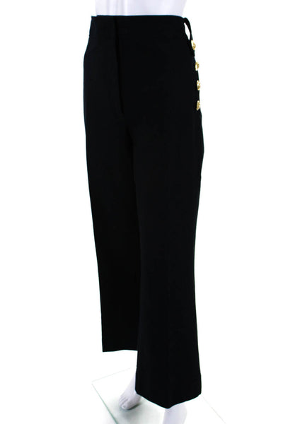 Derek Lam 10 Crosby Womens Navy High Rise Button Detail Pleated Pants Size 18