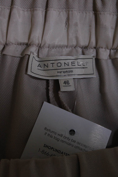 Antonelli Womens Khaki High Rise Pleated Cuff Ankle Straight Leg Pants Size 46