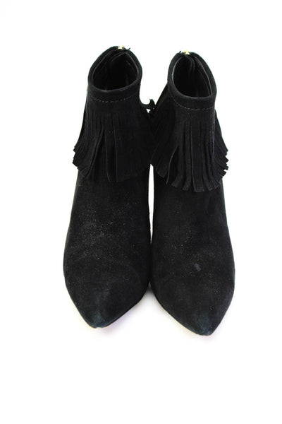 Kate Spade Womens Suede Fringe High Heels Ankle Boots Black Size 8.5B