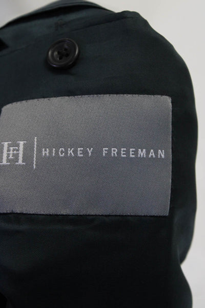 Hickey Freeman Mens Houndstooth Two Button Blazer Jacket Brown Blue Size 44