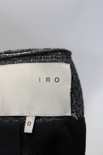 IRO Womens Tweed Full Zipper Julianne Jacket Gray Metallic Wool Size 0