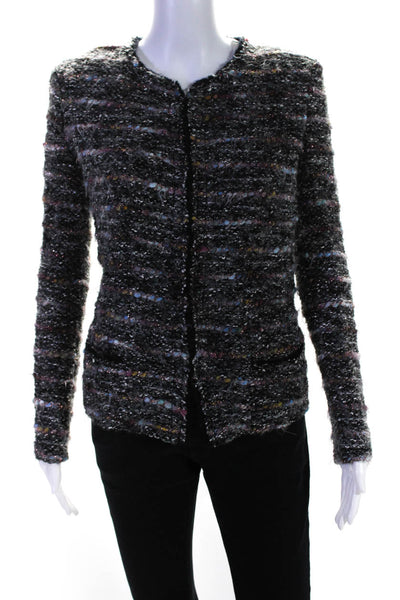 Etoile Isabel Marant Womens Wool Tweed Metallic Thread Jacket Multicolor Size 38