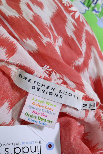 Gretchen Scott Women's Cotton Embroidered V Neck Tunic Dress Orange Size M