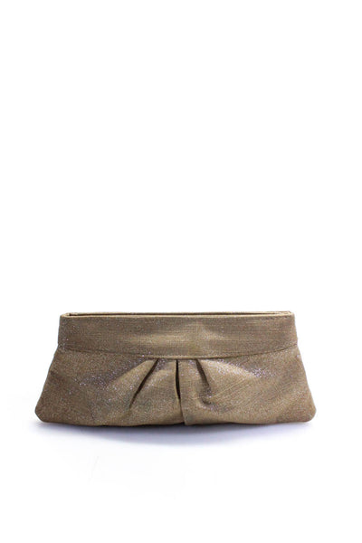 Lauren Merkin Womens Glitter Canvas Hinged Frame Clutch Handbag Beige