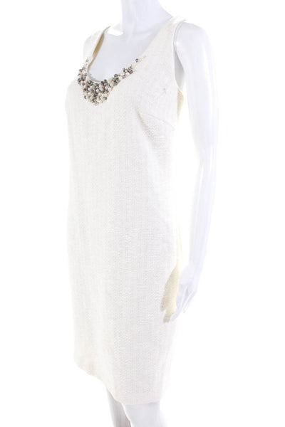 Magaschoni Collection Women's Sleeveless Embellished Sheath Dress White Size 12