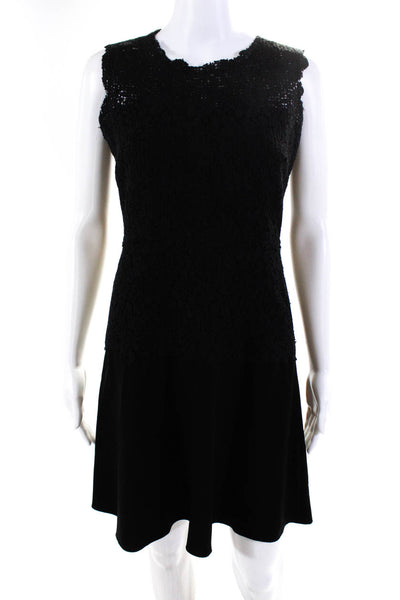 Elie Tahari Women's Sleeveless Lace A Line Crewneck Mini Dress Black Size 2