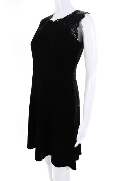 Elie Tahari Women's Sleeveless Lace A Line Crewneck Mini Dress Black Size 2