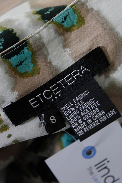 Etcetera Women's Silk Abstract Print A Line Knee Length Skirt Multicolor Size 8