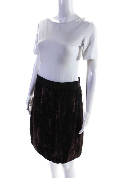 Shin Choi Womens Brown Textured Zip Back Lined Midi Length Skirt Size 4