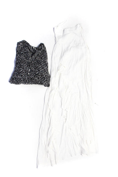Joie Xix Palms Womens 3/4 Sleeve Blouse Maxi Skirt Gray White Size S 1 Lot 2