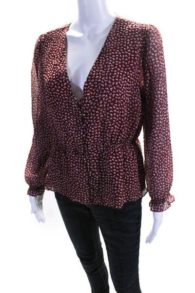 Madewell Women's Long Sleeve Button Front Blouse Red Size M