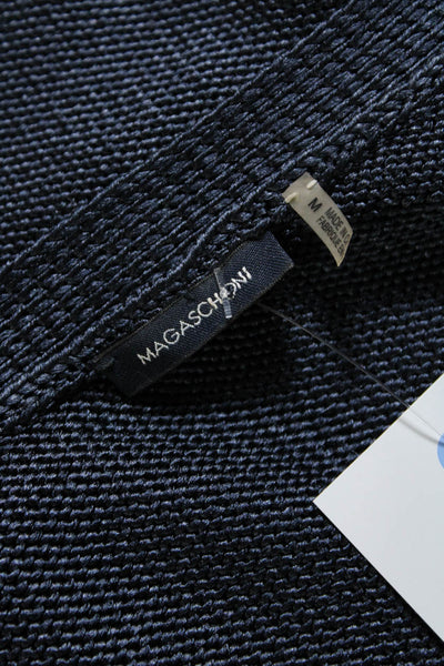 Magaschoni Women's Square Neck Sleeveless Silk Blouse Blue Size M
