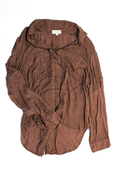 Cloth & Stone Womens Collar Long Sleeves Button Down Shirt Brown Gray Size L Lot