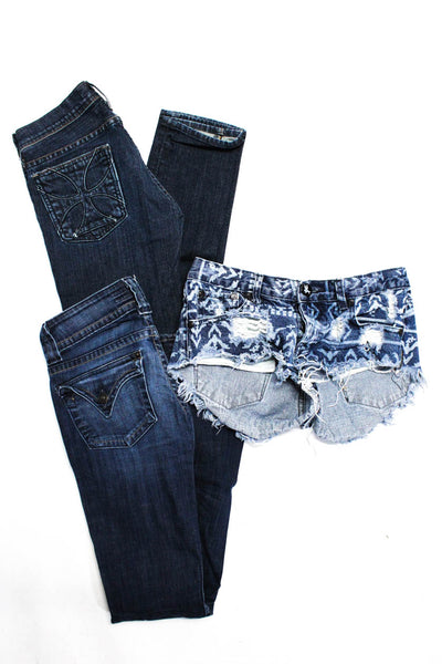 One Teaspoon Hudson Women's Cut Off Shorts Jeans Blue Size 24 Lot 3