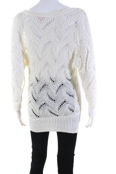 Lilly Pulitzer Womens Scoop Neck Open Knit Sweatshirt White Size XS/S