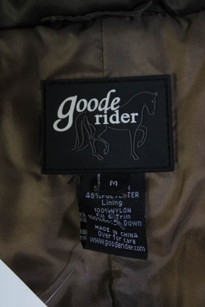 Goode Rider Mens Front Zip Mock Neck Quilted Vest Jacket Brown Size Medium