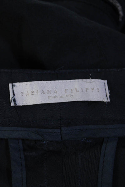Fabiana Filippi Womens Zipper Fly Straight Leg Trouser Pants Navy Blue Size XS