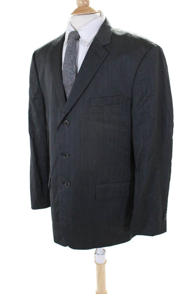 John Varvatos Star USA Mens Gray Wool Three Button Long Sleeve Blazer Size 46