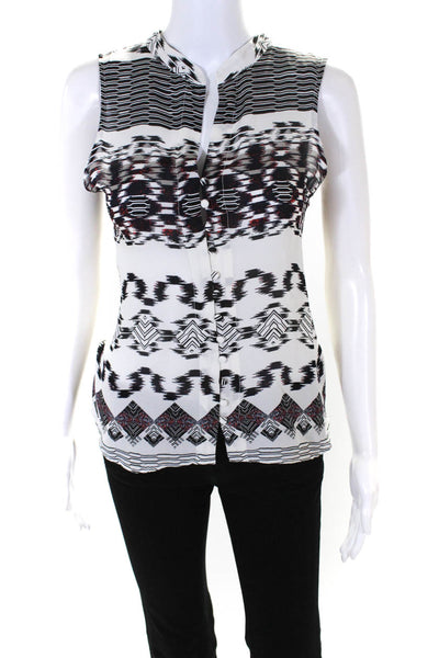 Parker Women's Sleeveless Button Down Abstract Print White Blouse Size XS
