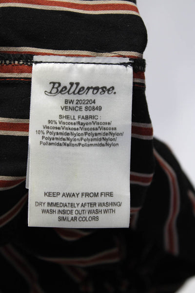 Bellerose Womens Striped Twill Ruffle Midi Skirt Black Tan Ivory Size 1