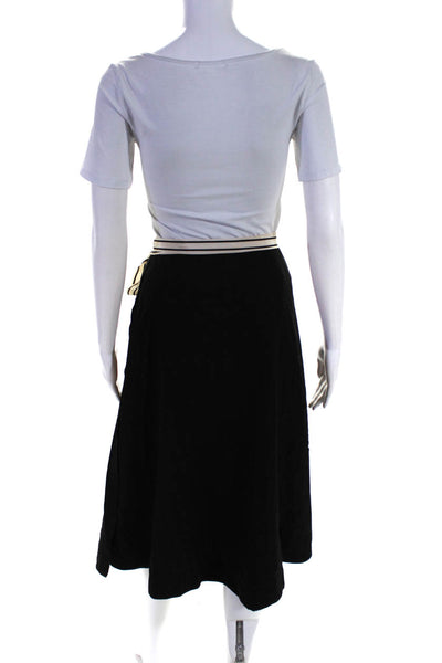 Bellerose Womens Grosgrain Stripe Midi Wrap Skirt Black Ivory Size 1