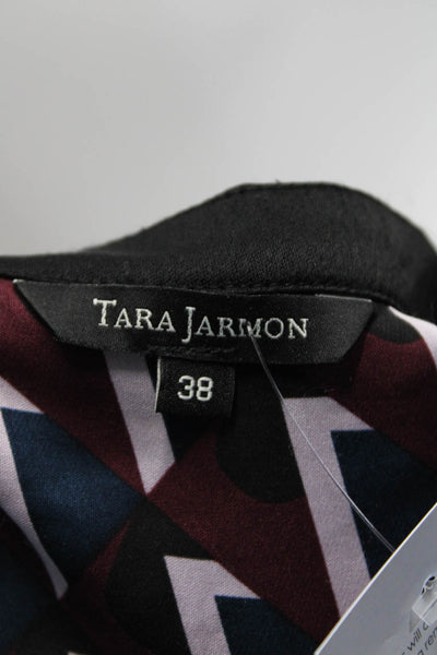 Tara Jarmon Womens Geometric Satin Front Zip A Line Dress Maroon Navy Size FR 38