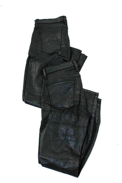 Current/Elliot Womens Coated Denim Side Zipper Skinny Jeans Black Size 25 Lot 2