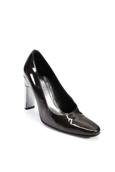 Charles Jourdan Paris Womens Patent Leather Almond Toe Pumps Brown Size 5.5