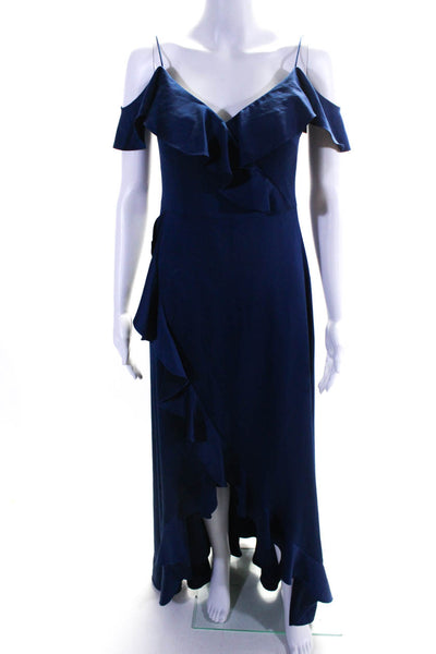 Aidan Mattox Women's Sleeveless Ruffle Sweetheart Gown Blue Size 2