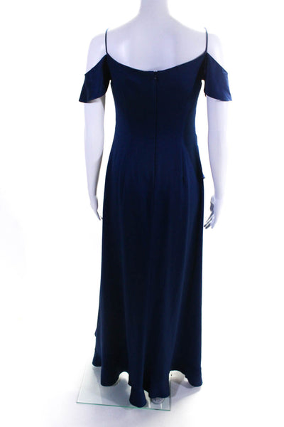 Aidan Mattox Women's Sleeveless Ruffle Sweetheart Gown Blue Size 2